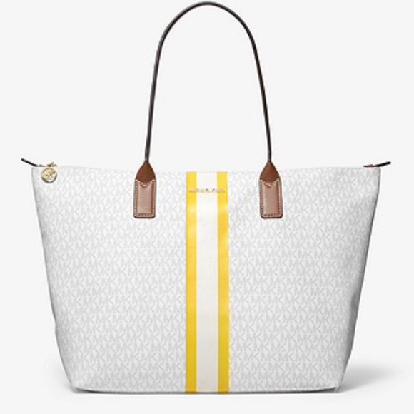 Michael Kors Logo Stripe Tote & Wristlet Bag Set - Picture 2 of 16